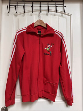 Vintage Unisex Adidas Originals Disney Goofy Red Track Jacket. Size M